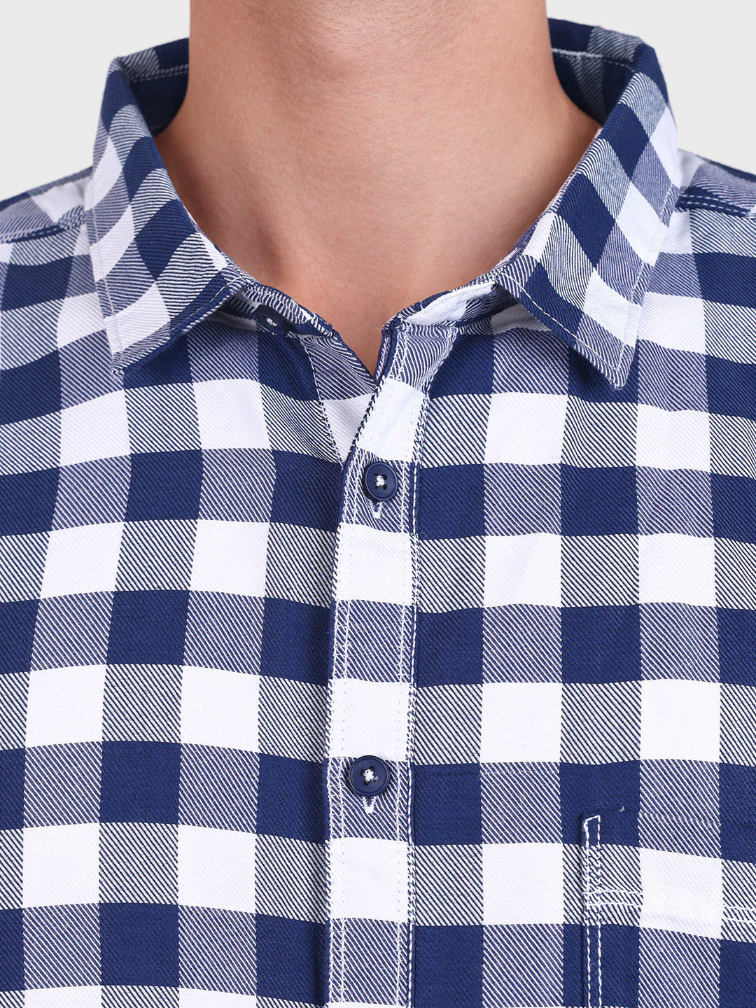 Men's White Regular Fit Checkered Casual Shirt - Image 6