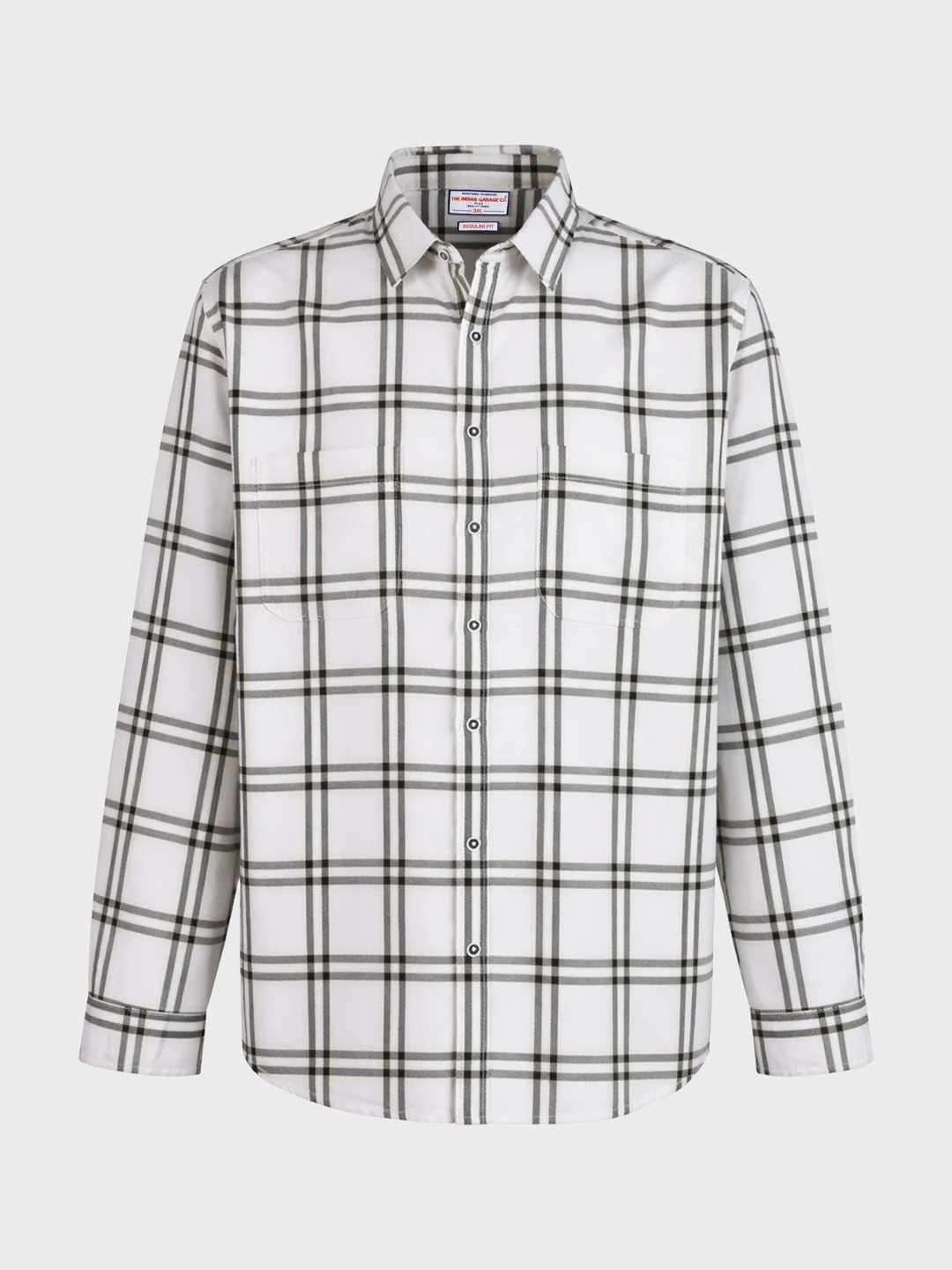 Men's White Regular Fit Checkered Casual Shirt - Image 4