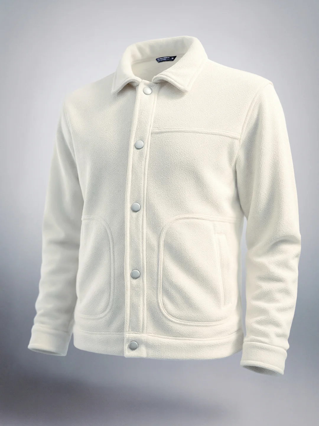 Men's White Regular Fit Solid Casual Jacket - Image 3