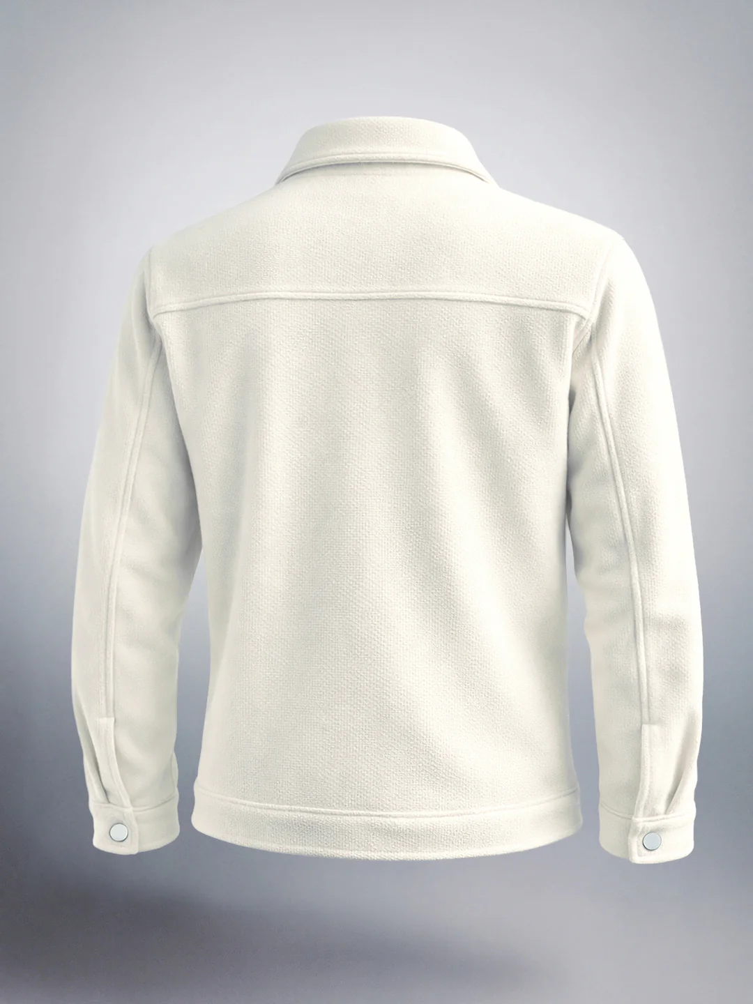 Men's White Regular Fit Solid Casual Jacket - Image 4