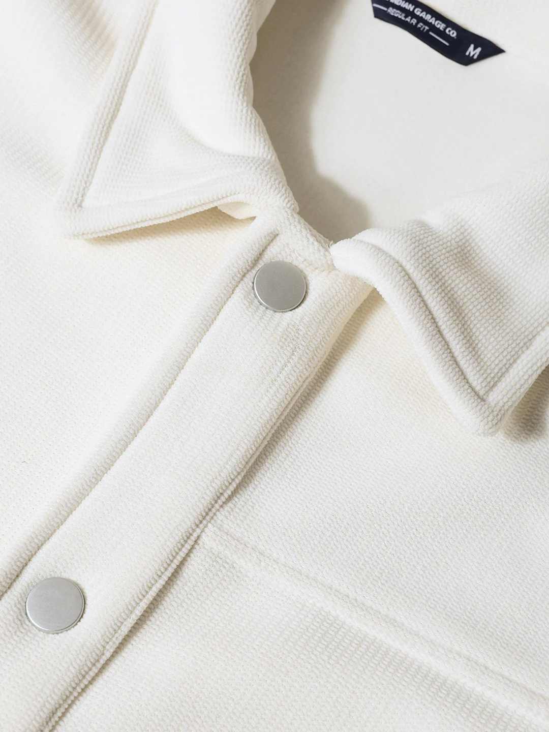 Men's White Regular Fit Solid Casual Jacket - Image 5