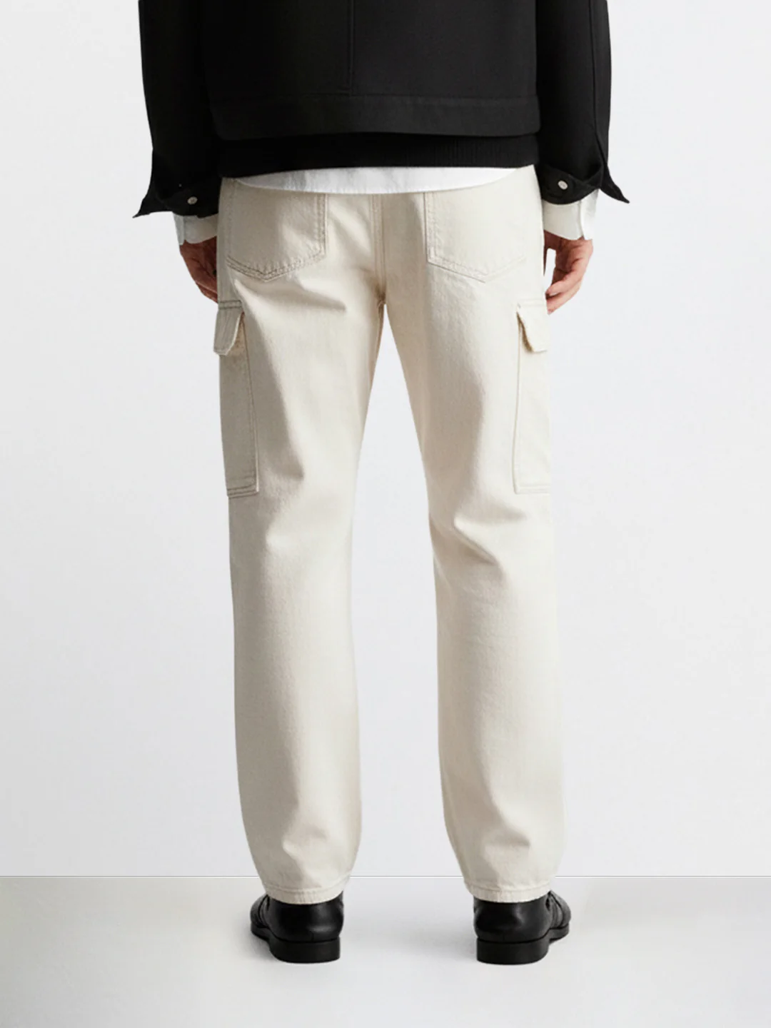 Men's White Regular Fit Solid Casual Jeans - Image 2