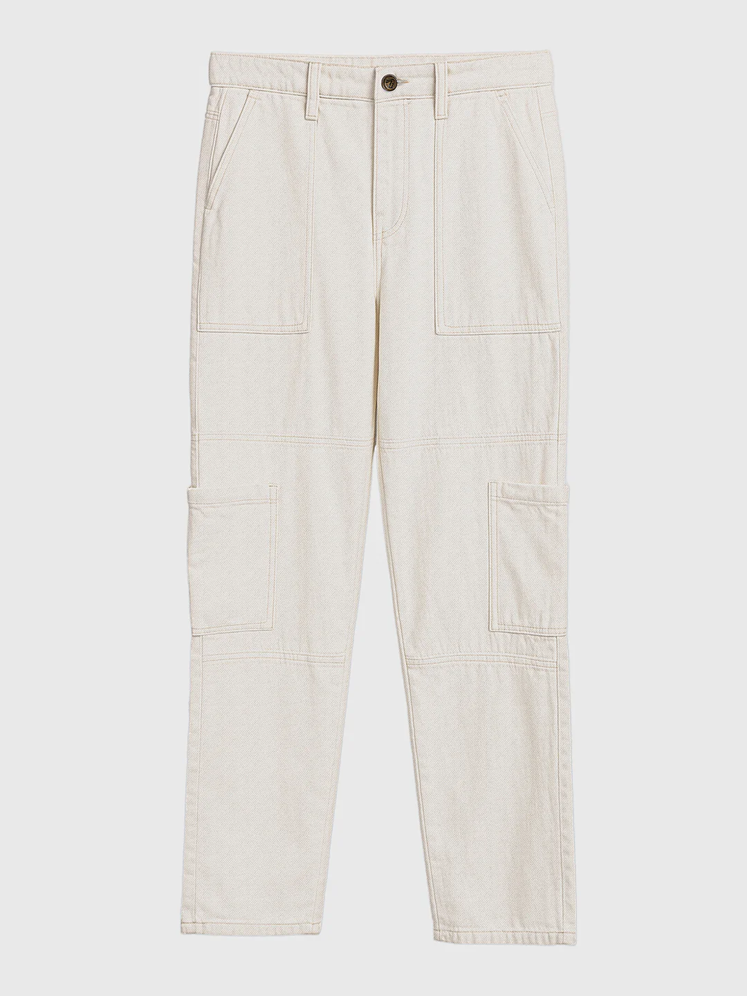 Men's White Regular Fit Solid Casual Jeans - Image 4