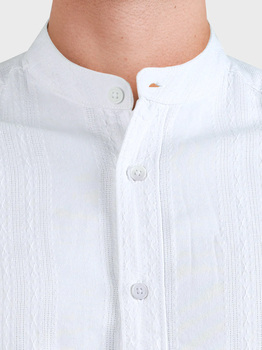 Men's White Regular Fit Solid Casual Shirt - Image 3