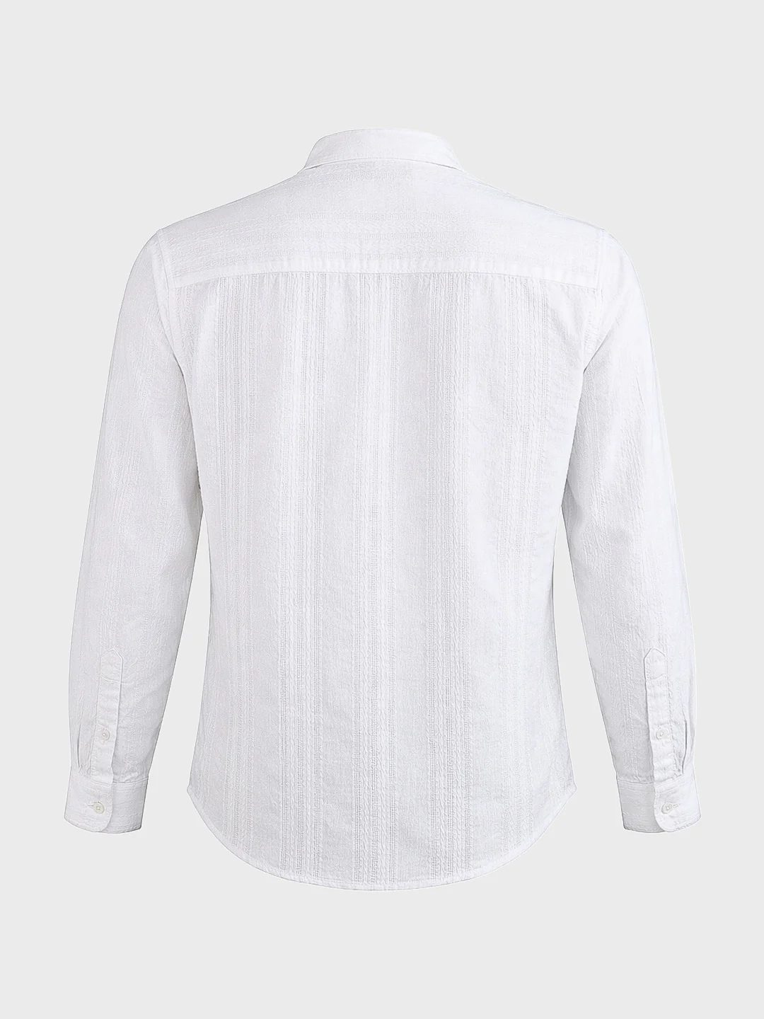 Men's White Regular Fit Solid Casual Shirt - Image 7