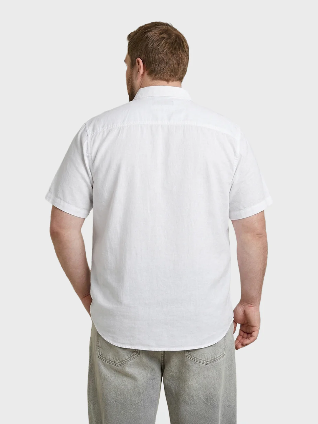 Men's White Regular Fit Solid Casual Shirt - Image 3