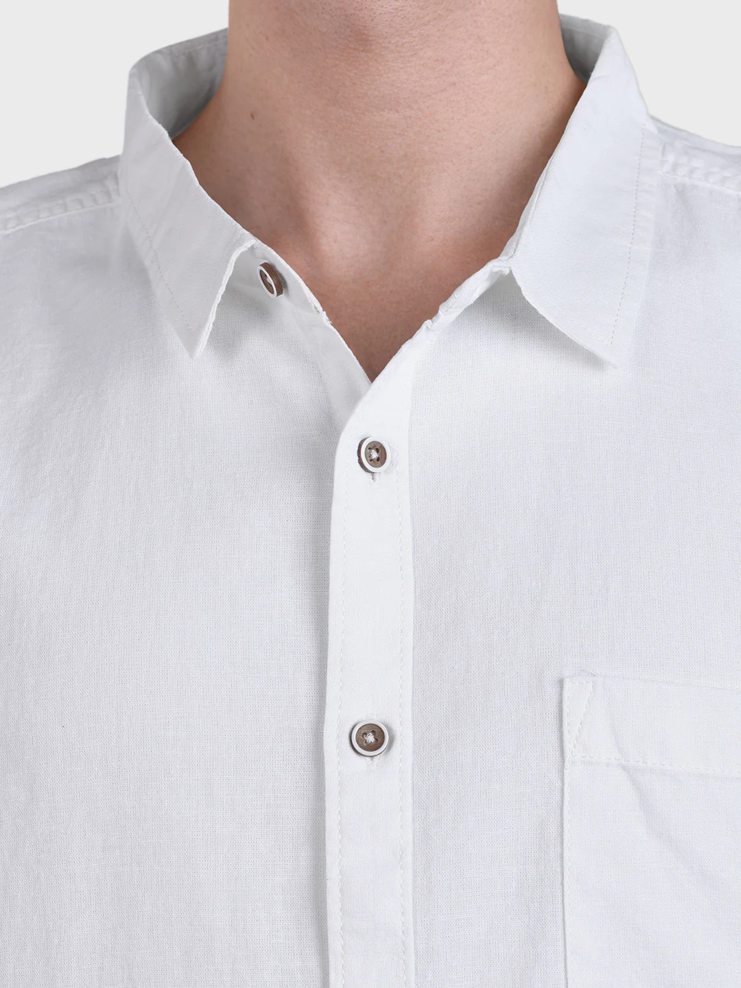 Men's White Regular Fit Solid Casual Shirt - Image 6
