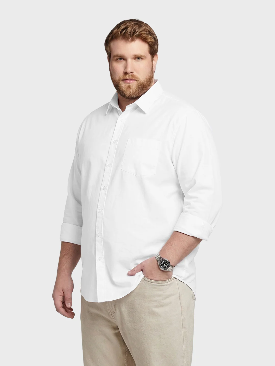 Men's White Regular Fit Solid Casual Shirt - Image 2