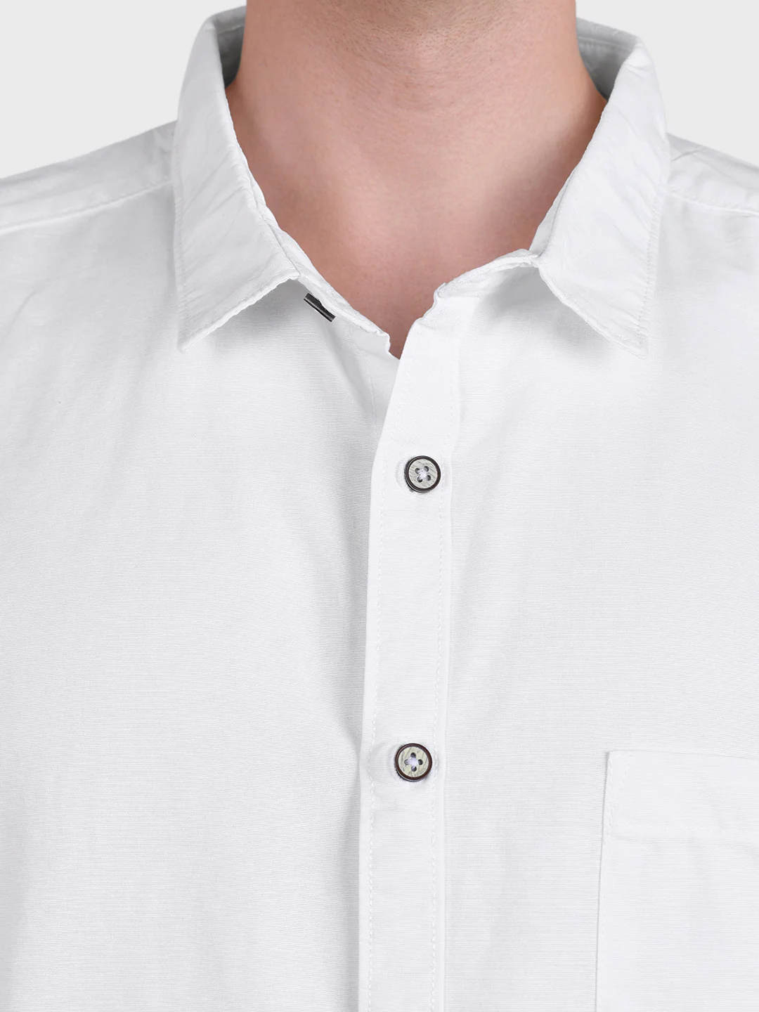 Men's White Regular Fit Solid Casual Shirt - Image 6