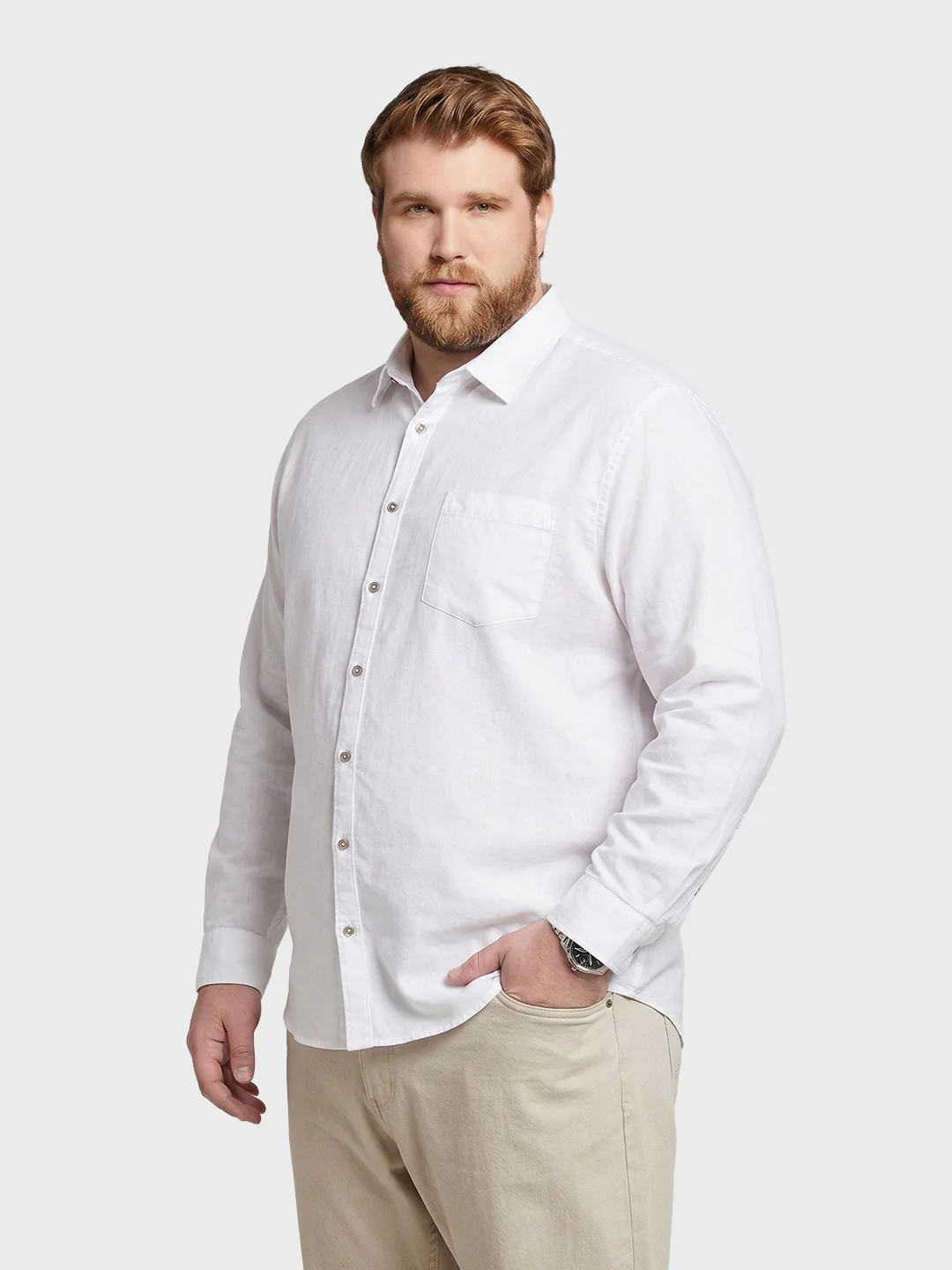 Men's White Regular Fit Solid Casual Shirt - Image 2