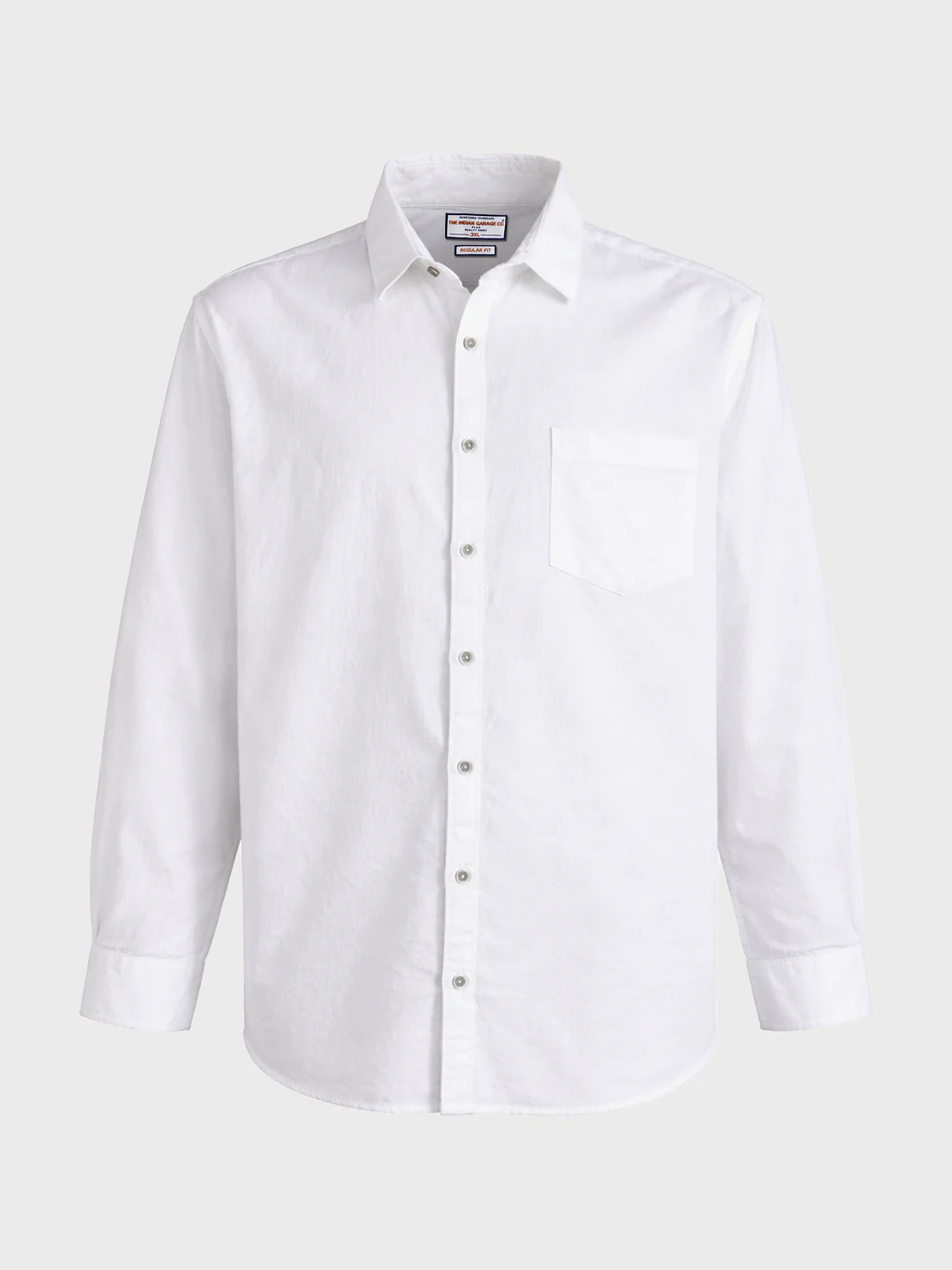 Men's White Regular Fit Solid Casual Shirt - Image 4