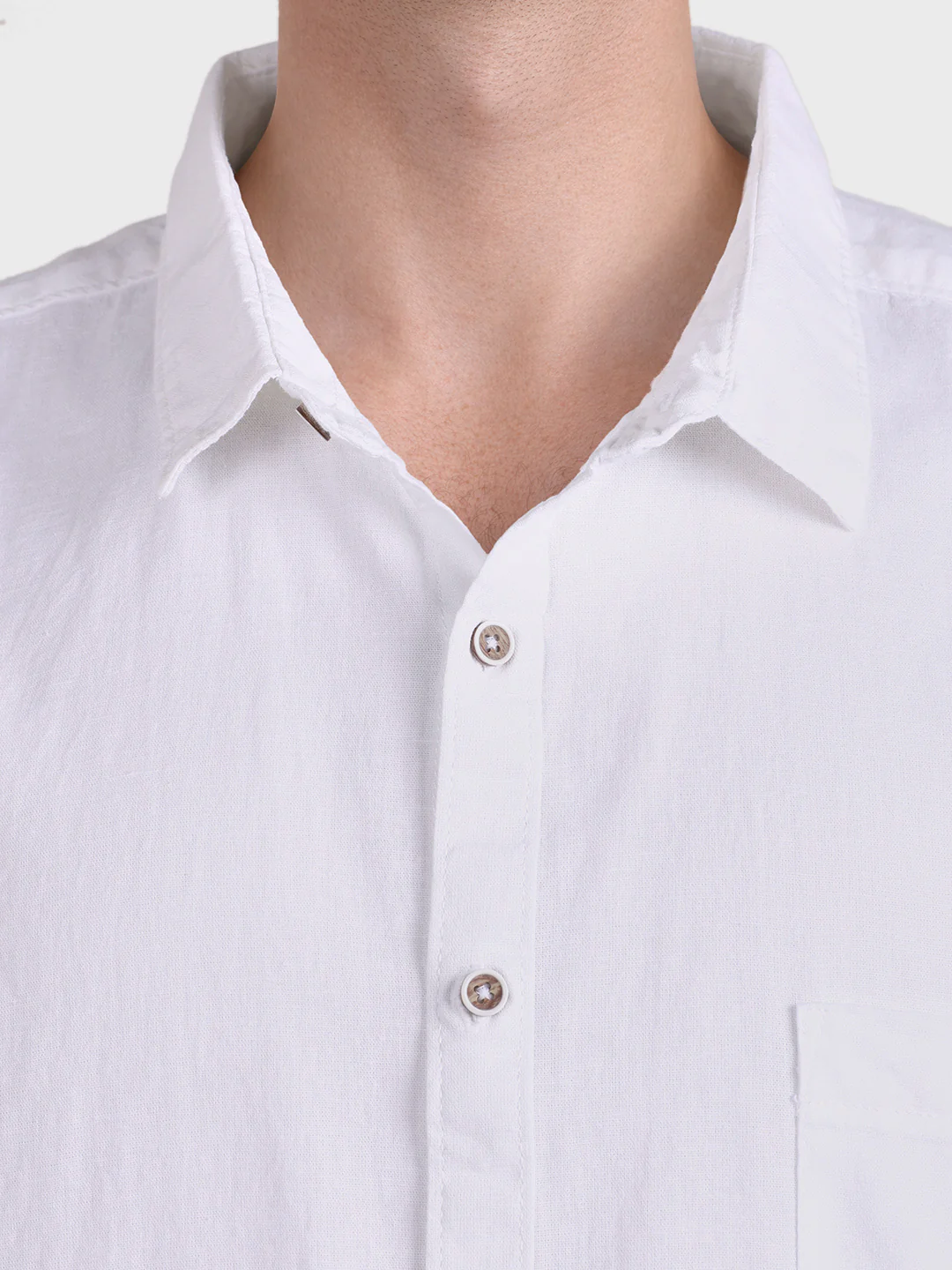 Men's White Regular Fit Solid Casual Shirt - Image 6