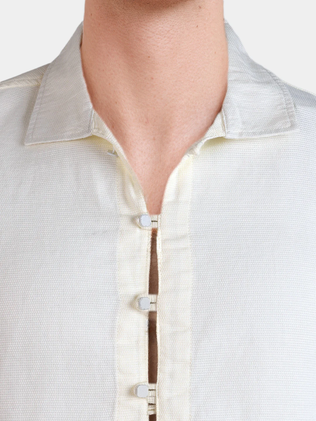 Men's White Regular Fit Solid Casual Shirts - Image 3