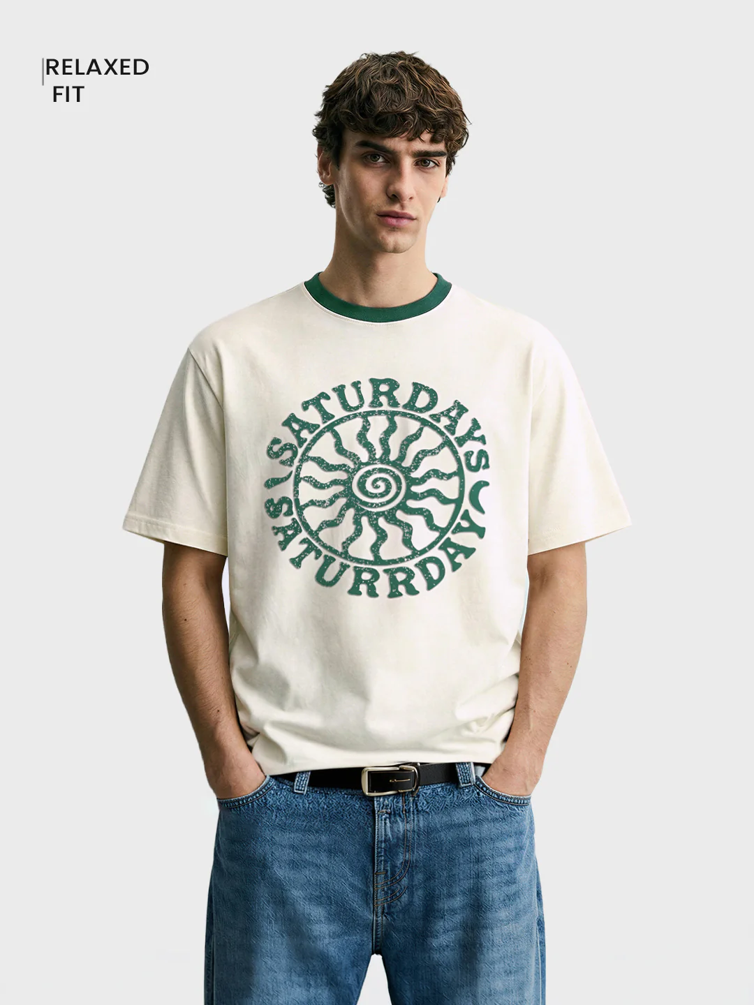 Men's White Regular Fit Printed Casual T-Shirt - Image 2