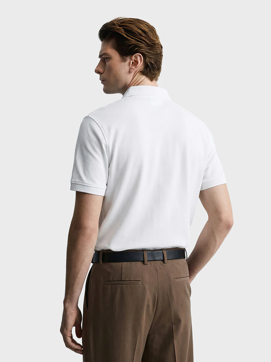 Men's White Regular Fit Solid Casual T-Shirts - Image 5