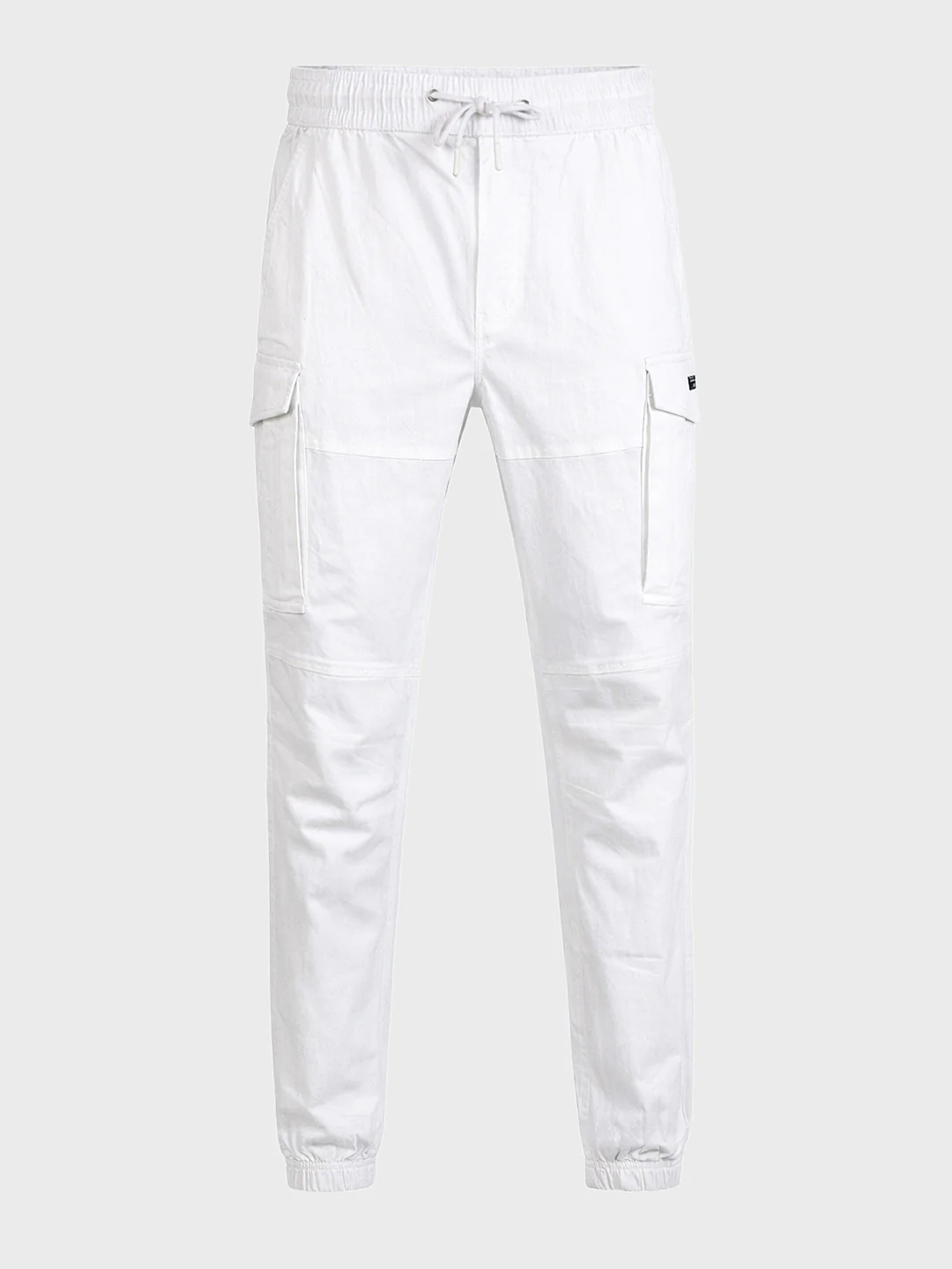 Men's White Regular Fit Solid Utility Cargo - Image 6