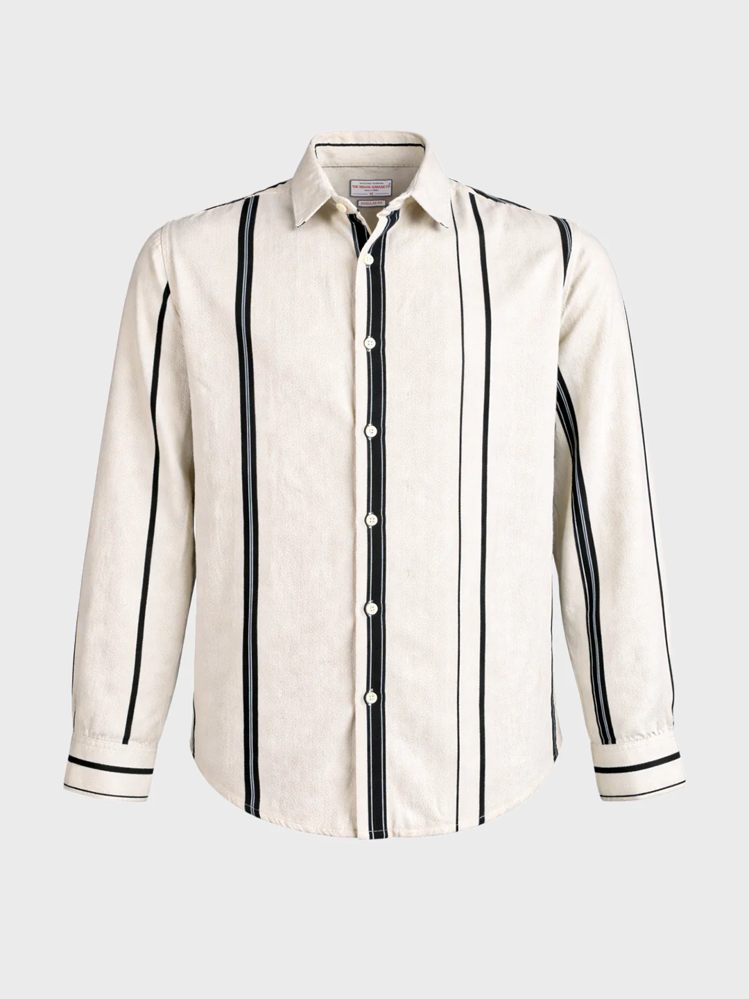 Men's White Regular Fit Striped Casual Shirt - Image 6