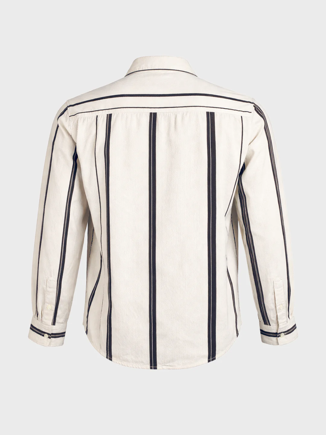 Men's White Regular Fit Striped Casual Shirt - Image 7