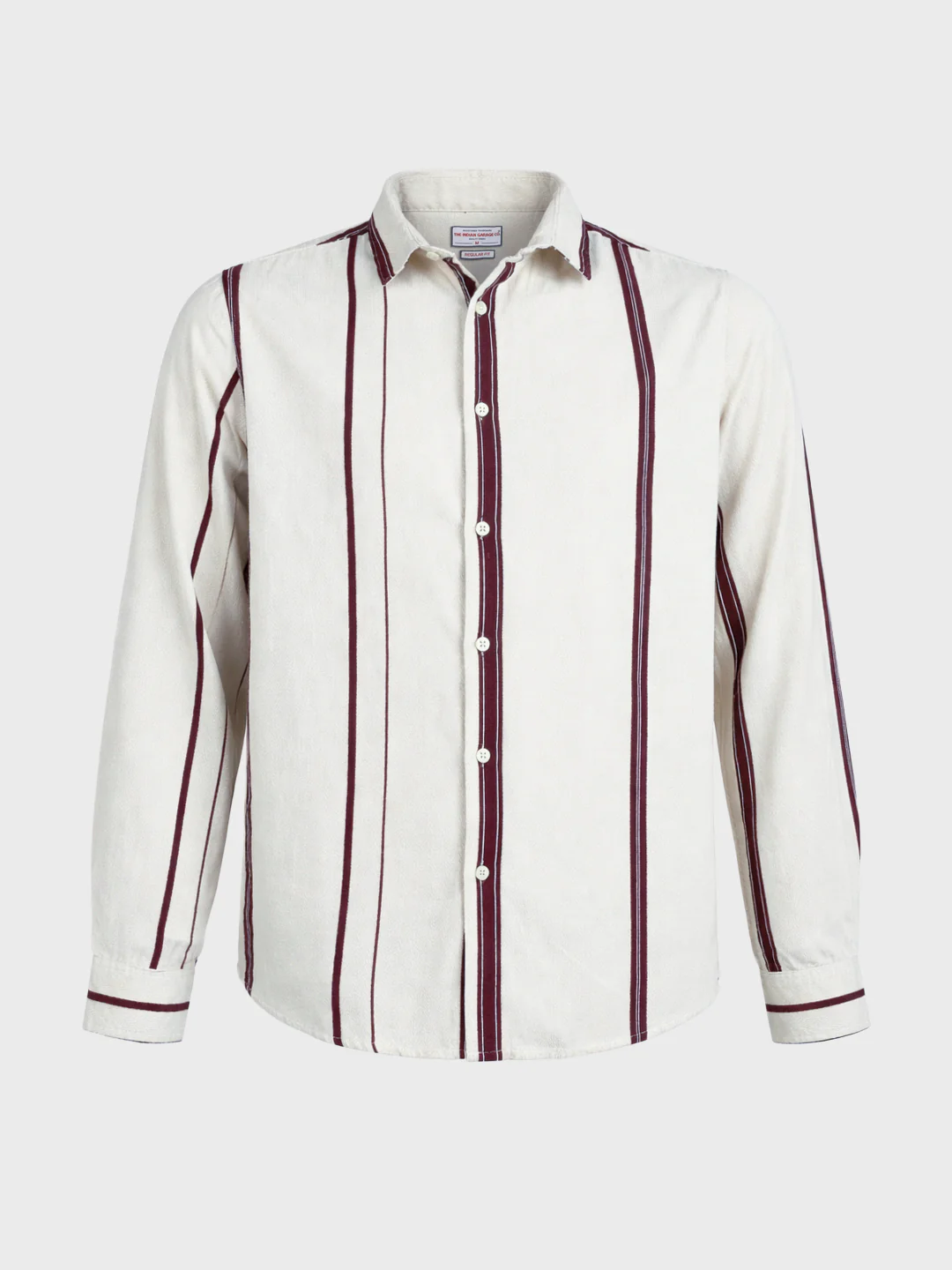 Men's White Regular Fit Striped Casual Shirt - Image 6