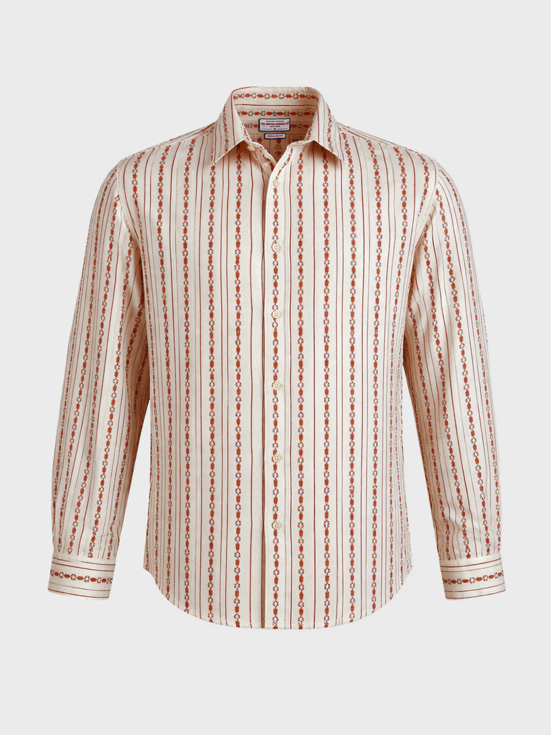 Men's White Regular Fit Striped Casual Shirt - Image 6
