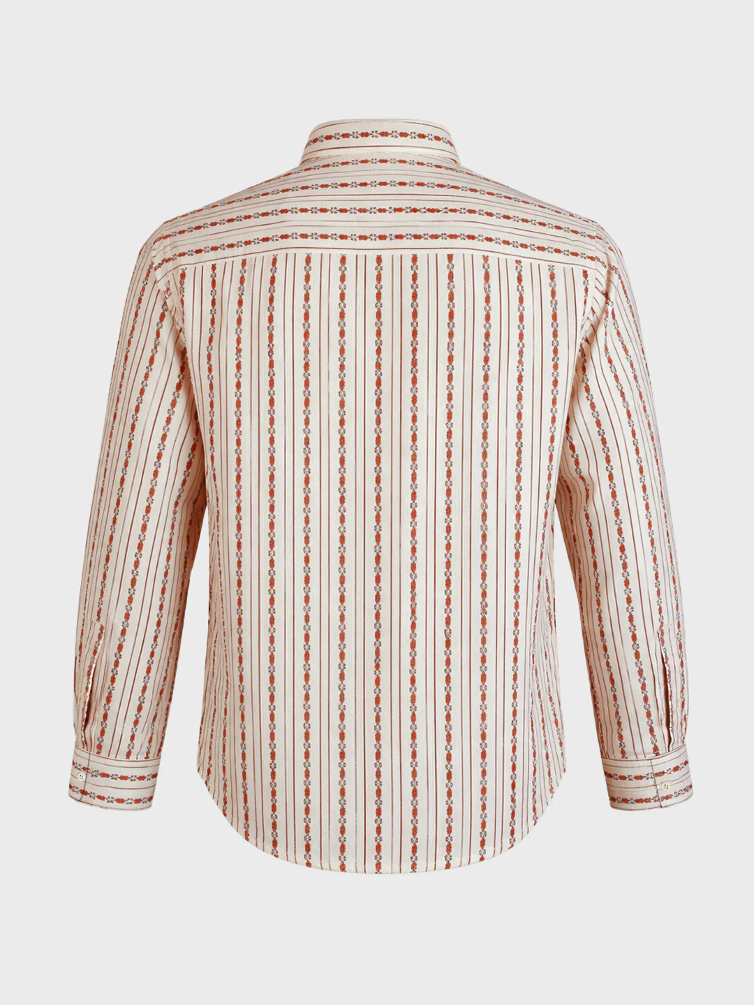 Men's White Regular Fit Striped Casual Shirt - Image 7