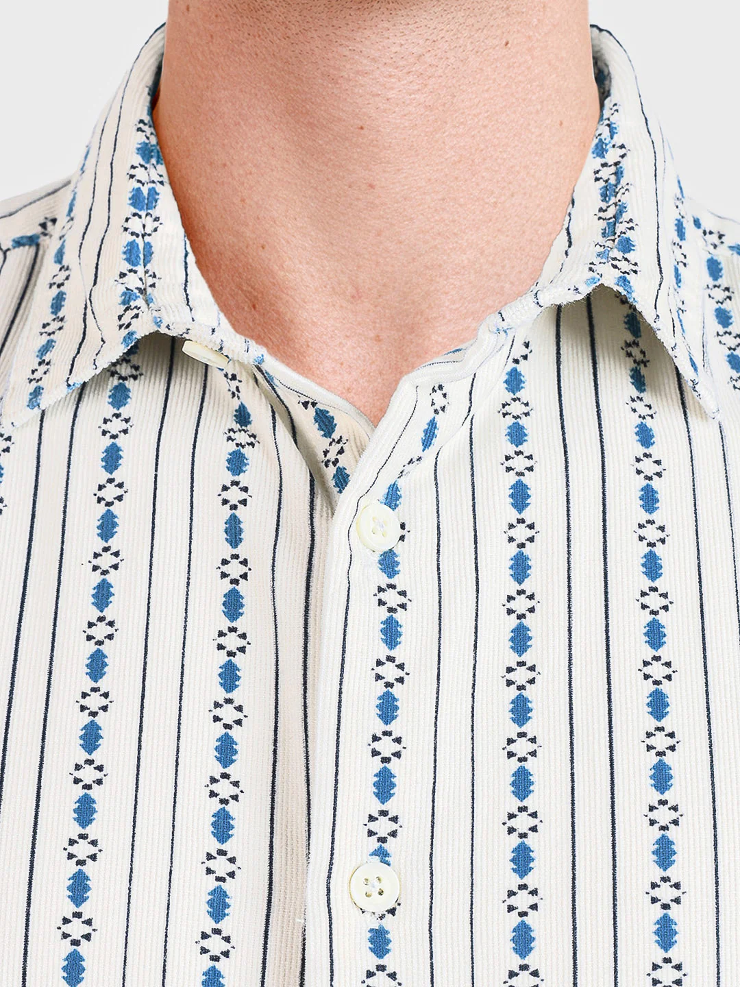 Men's White Regular Fit Striped Casual Shirt - Image 3