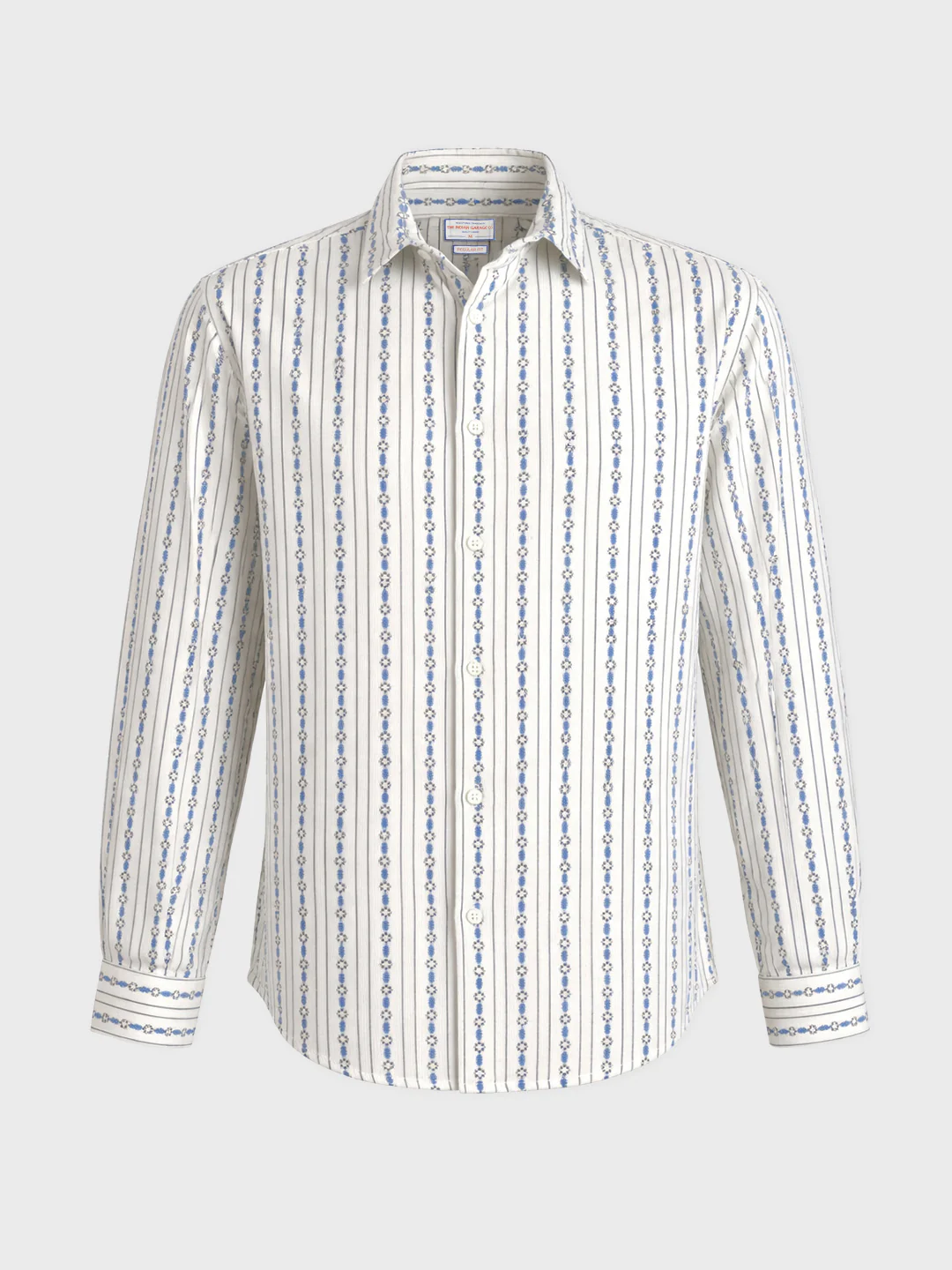 Men's White Regular Fit Striped Casual Shirt - Image 6