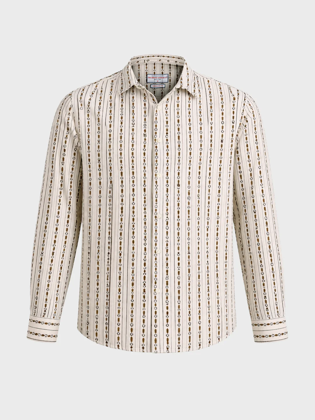 Men's White Regular Fit Striped Casual Shirt - Image 6