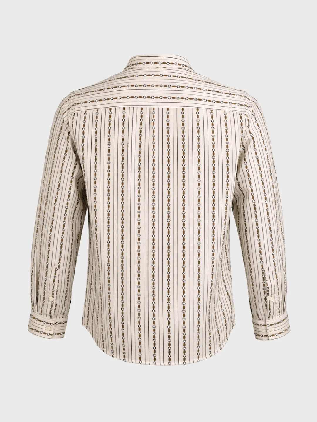 Men's White Regular Fit Striped Casual Shirt - Image 7