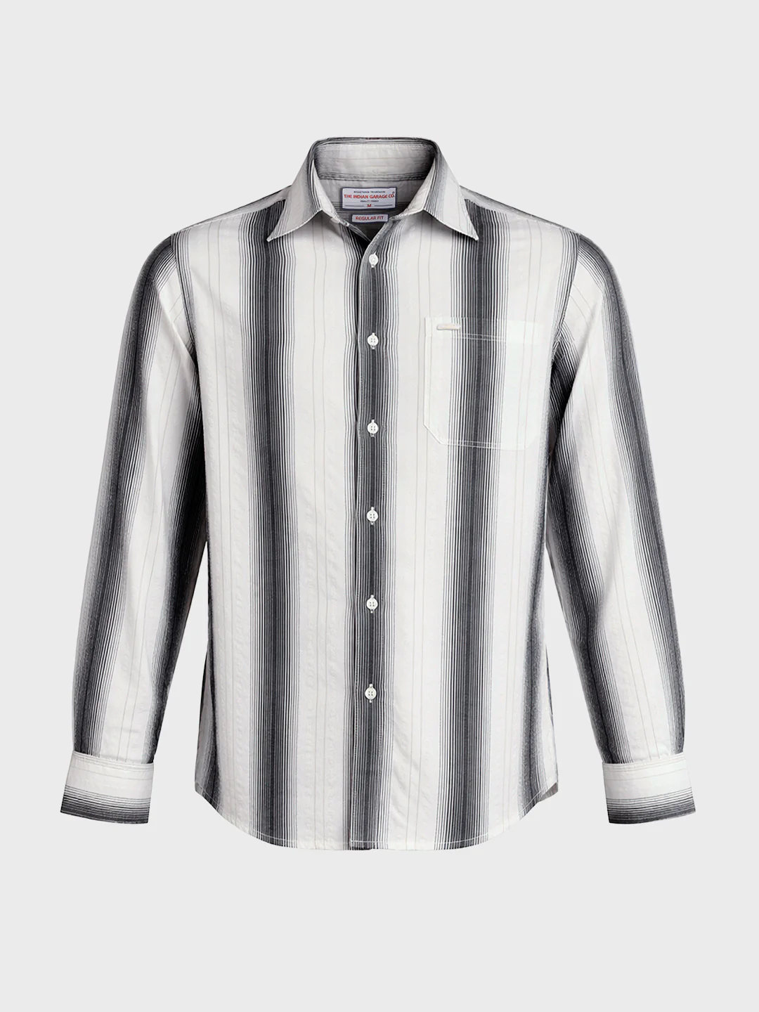 Men's Black Regular Fit Striped Casual Shirt - Image 5