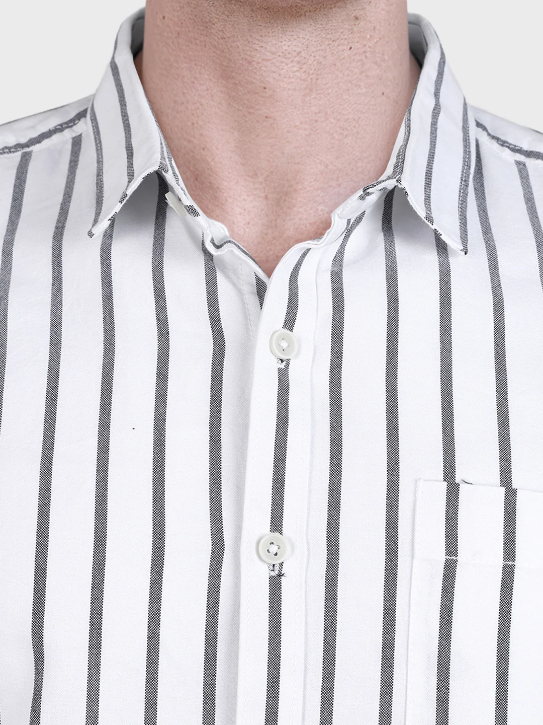 Men's White Relaxed Fit Striped Casual Shirts - Image 3