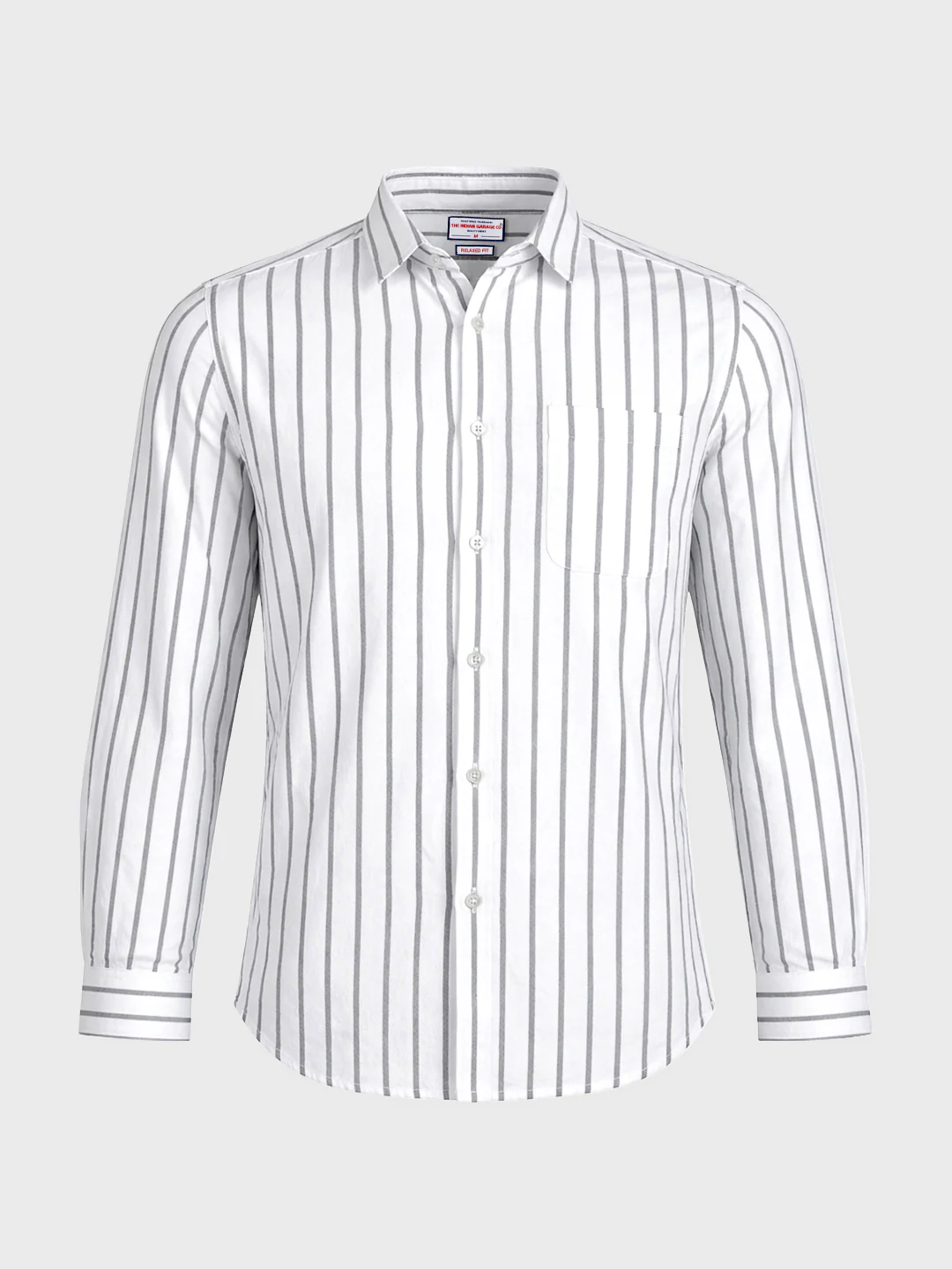 Men's White Relaxed Fit Striped Casual Shirts - Image 6