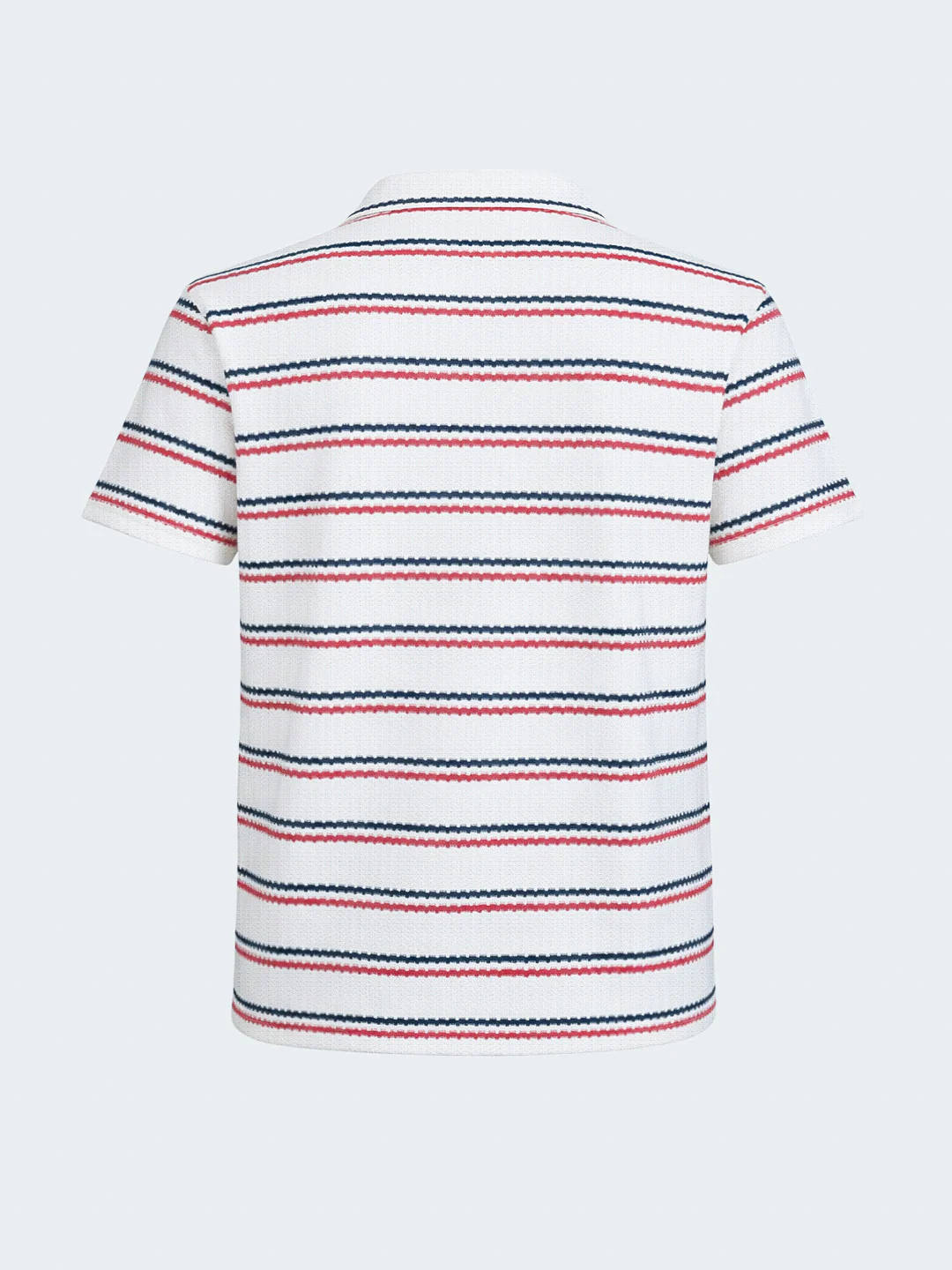 Men's White Regular Fit Striped Casual T-Shirt - Image 7