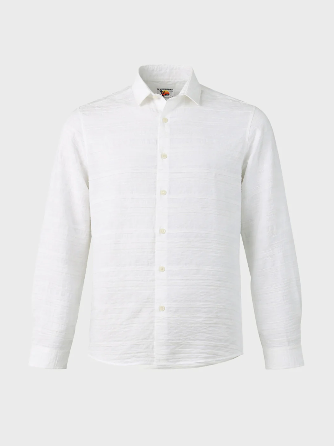 Men's White Regular Fit Textured Casual Shirt - Image 6