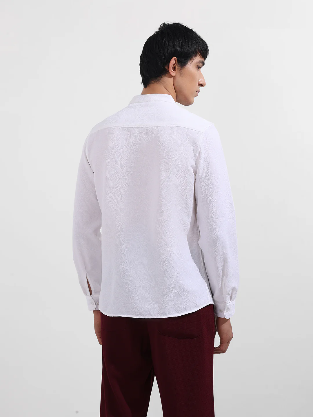 Men's White Regular Fit Textured Resort Wear Shirt - Image 6