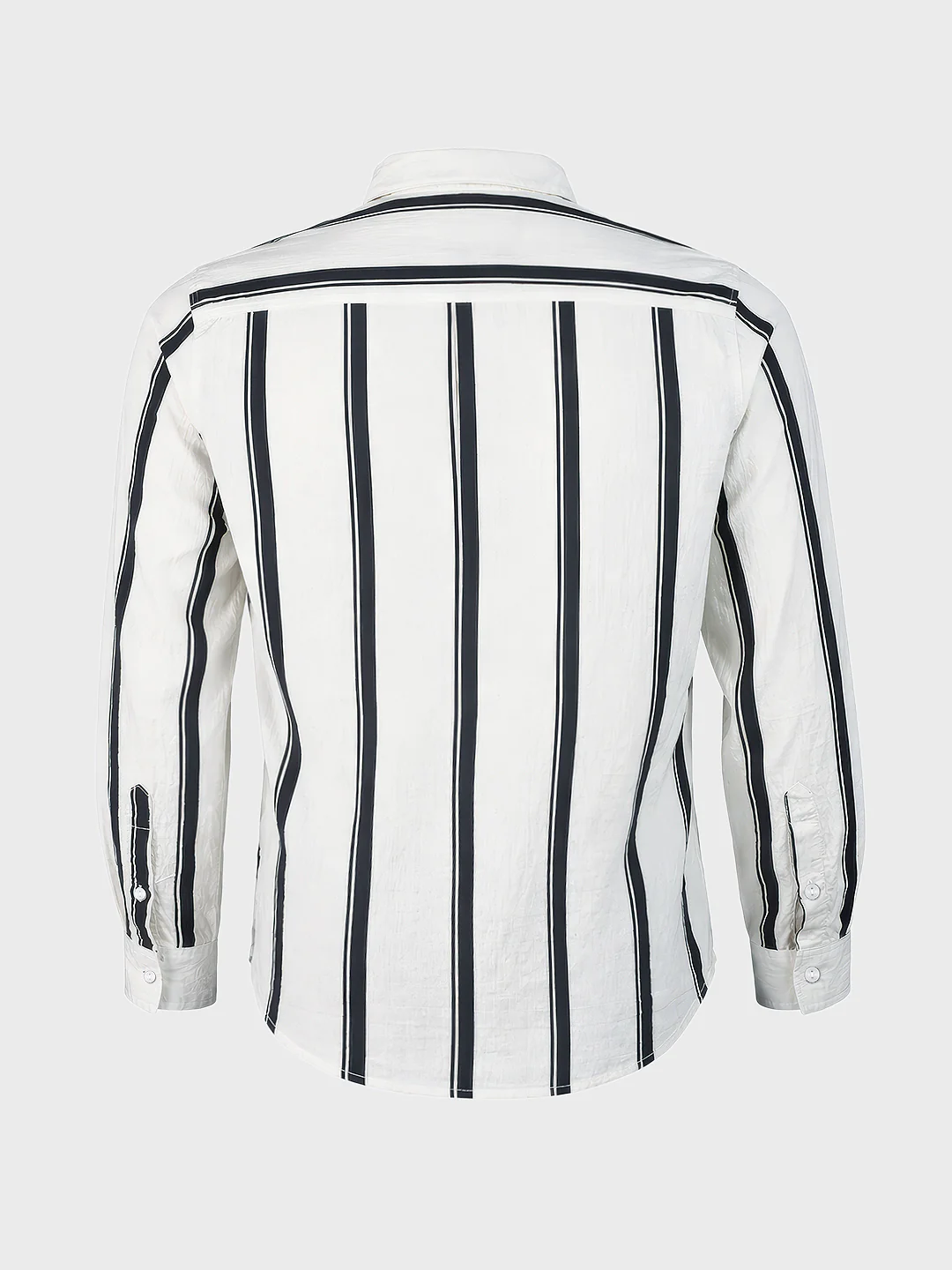 Men's White Regular Fit Vertical Stripes Casual Shirt - Image 6