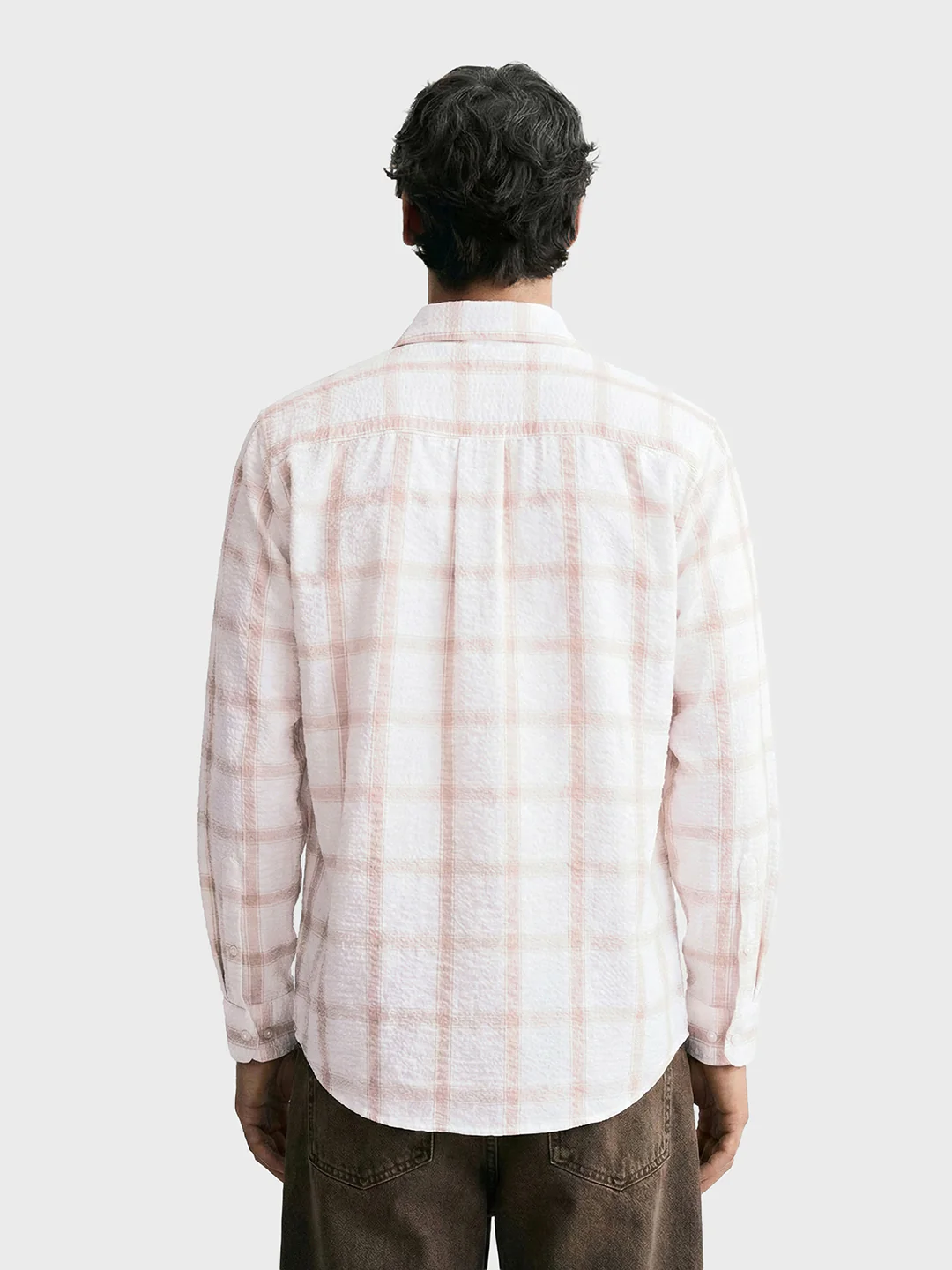 Men's White Relaxed Fit Checked Casual Shirt - Image 2
