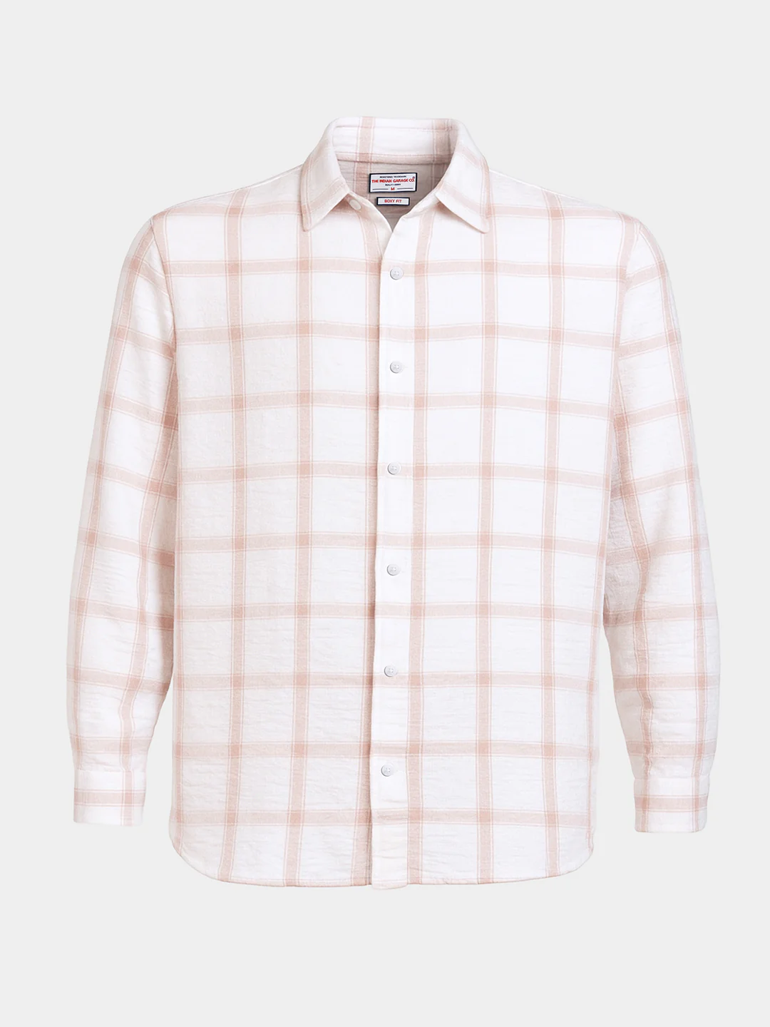 Men's White Relaxed Fit Checked Casual Shirt - Image 3