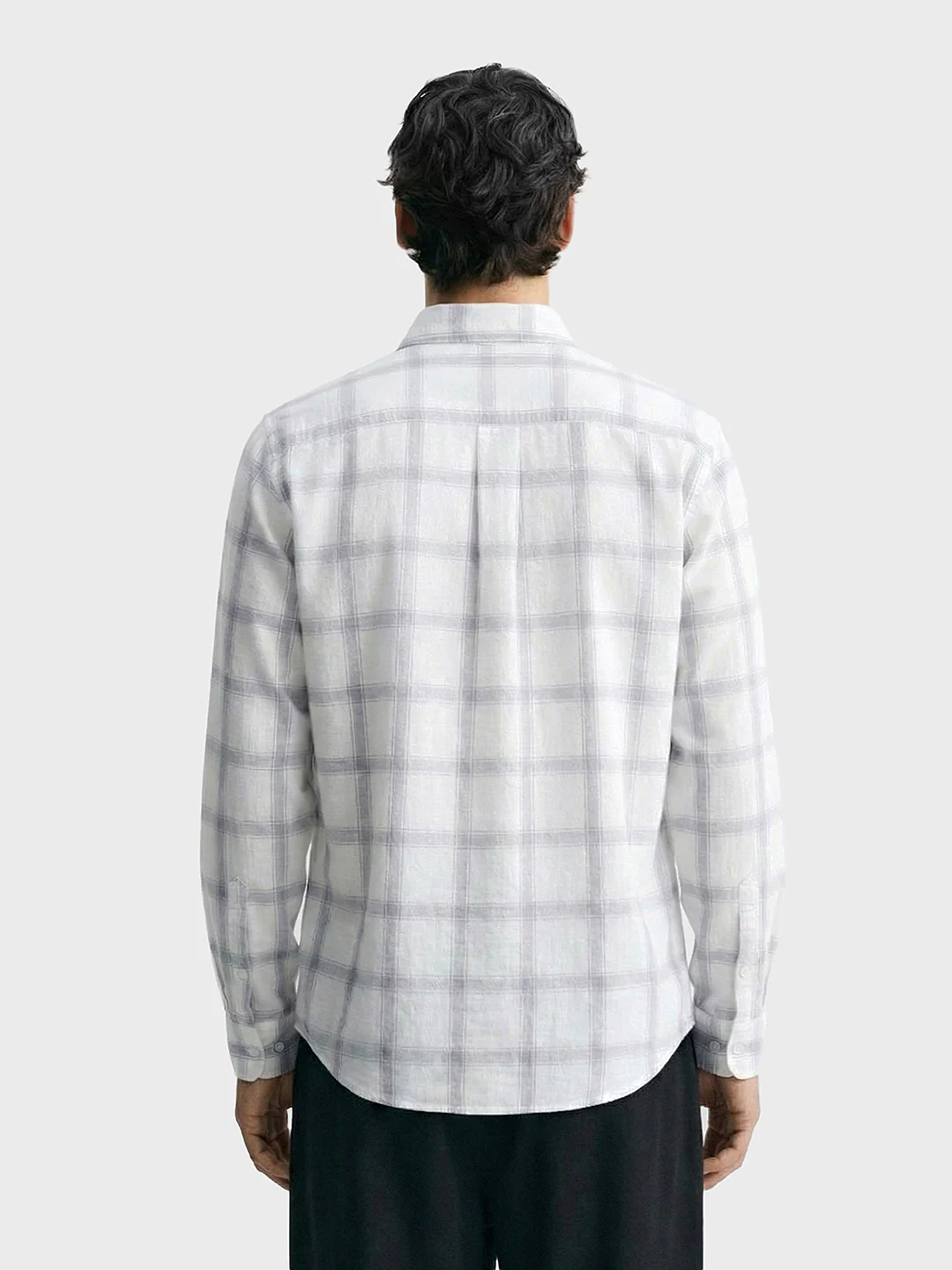 Men's White Relaxed Fit Checked Casual Shirt - Image 2