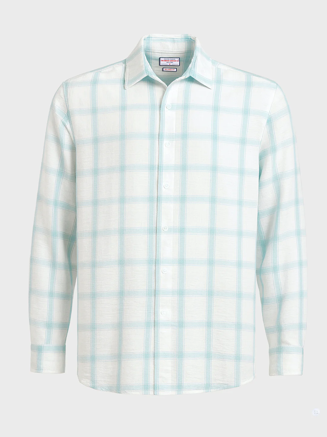 Men's White Relaxed Fit Checked Casual Shirt - Image 3