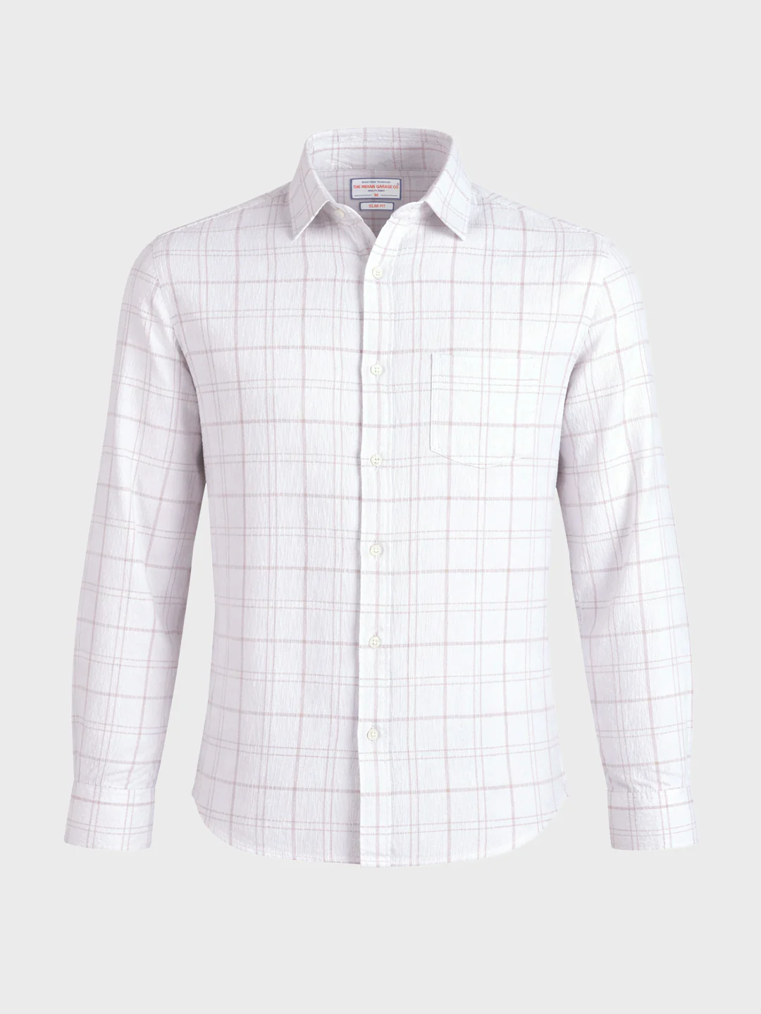 Men's White Relaxed Fit Checkered Oddinary Shirt - Image 5