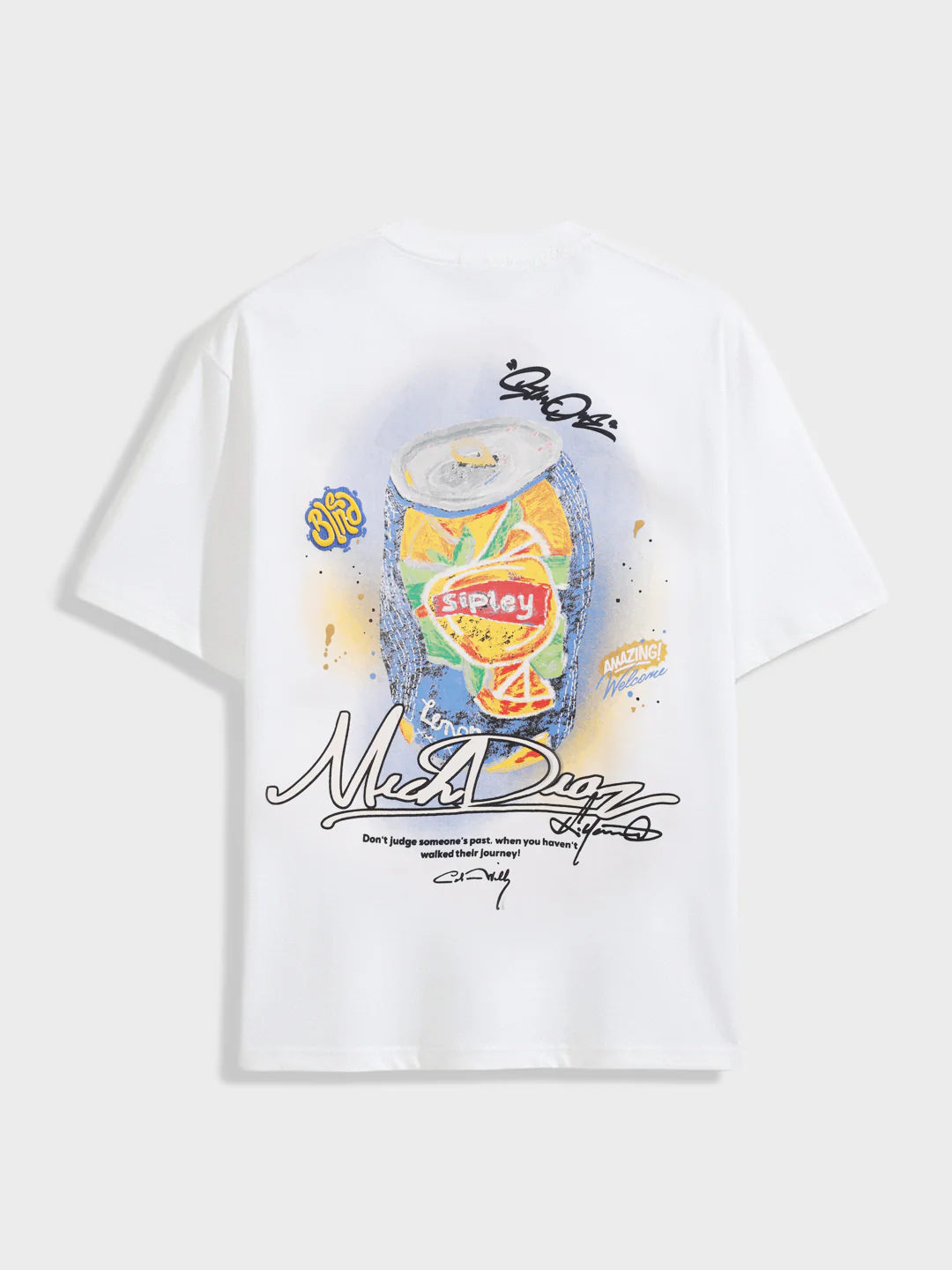 Men's White Relaxed Fit Embroided 240 GSM Casual T-Shirt - Image 6