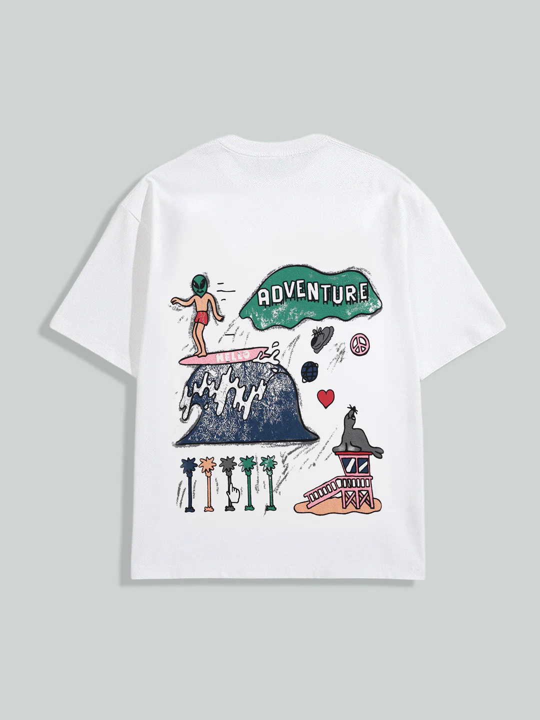 Men's White Relaxed Fit Embroided 240 GSM Casual T-Shirt - Image 6