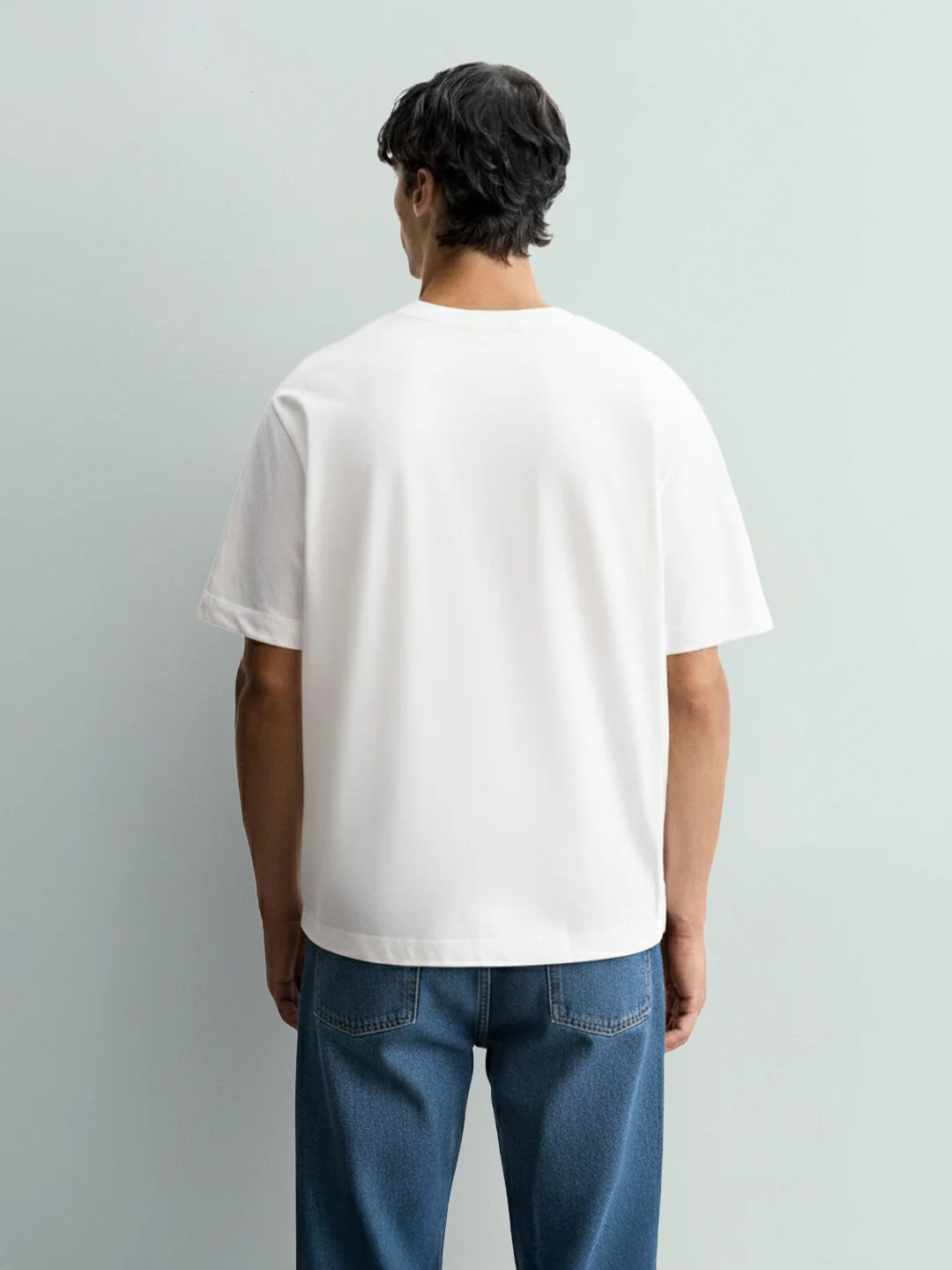 Men's White Relaxed Fit Embroided 240 GSM Casual T-Shirt - Image 4