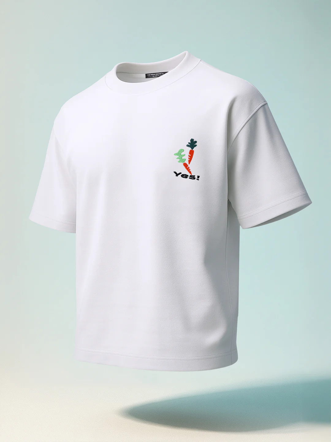 Men's White Relaxed Fit Embroided 240 GSM Casual T-Shirt - Image 2