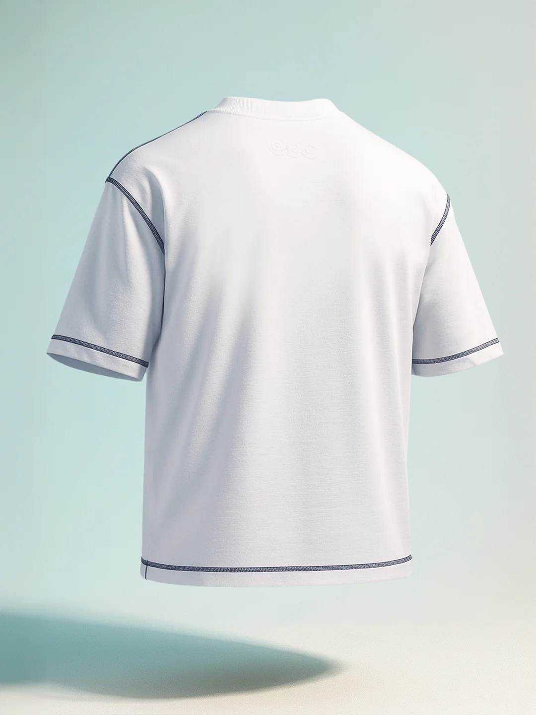 Men's White Relaxed Fit Embroided 240 GSM Casual T-Shirt - Image 2