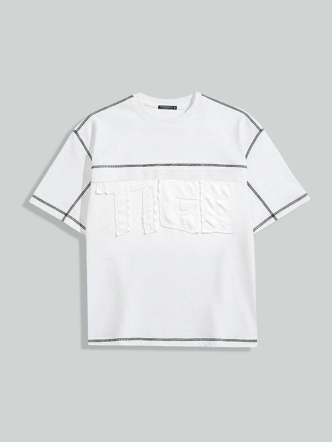 Men's White Relaxed Fit Embroided 240 GSM Casual T-Shirt - Image 5