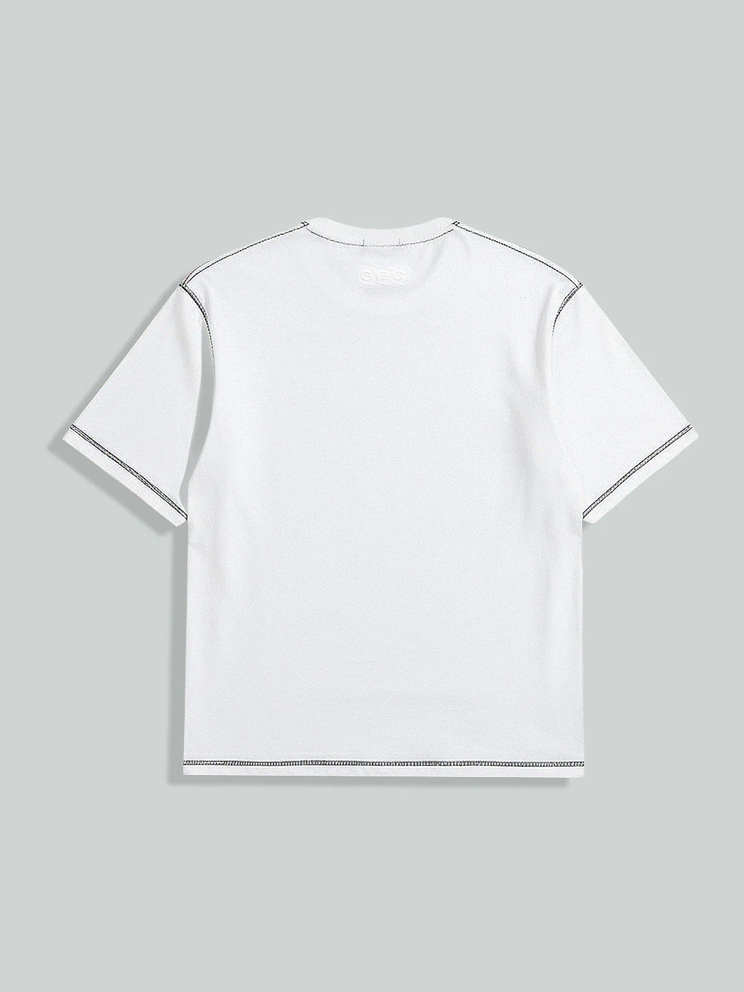 Men's White Relaxed Fit Embroided 240 GSM Casual T-Shirt - Image 6