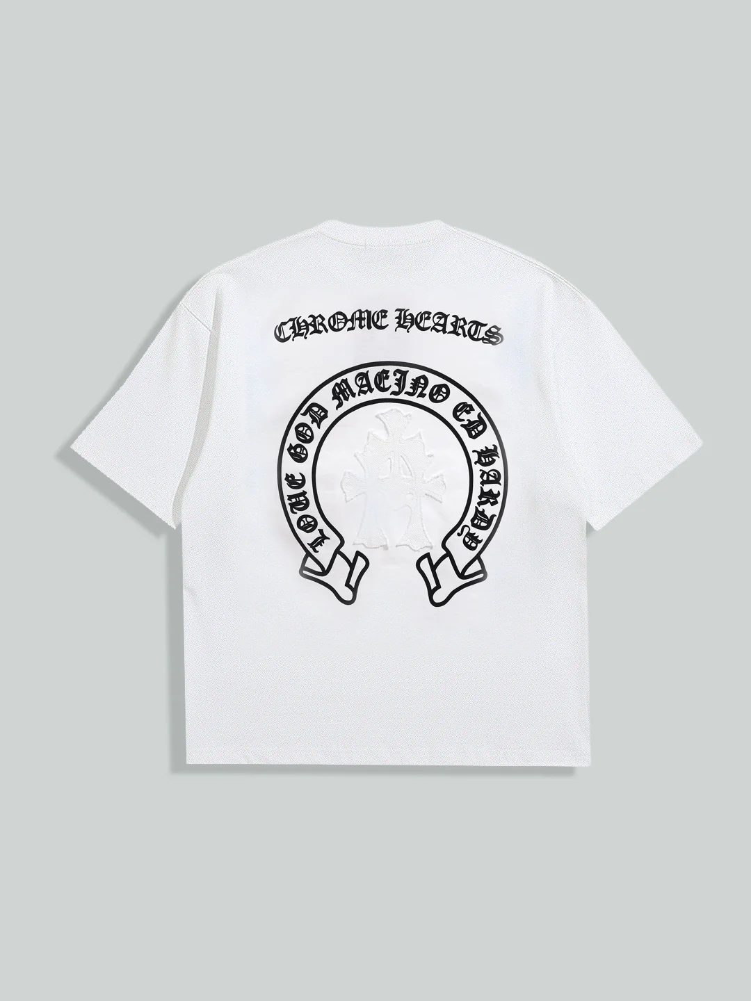 Men's White Relaxed Fit Embroided 240 GSM Casual T-Shirt - Image 6