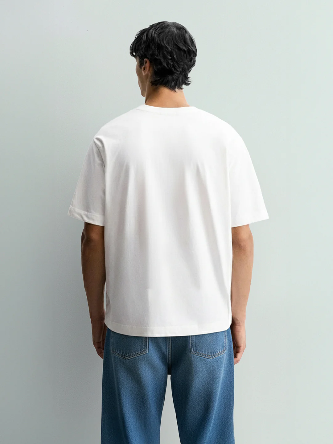 Men's White Relaxed Fit Embroided 240 GSM Casual T-Shirt - Image 4